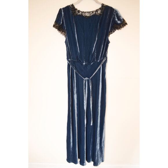 Rixo Velvet Clarice Midi Dress Steel Blue Size 4 - Picture 6 of 6
